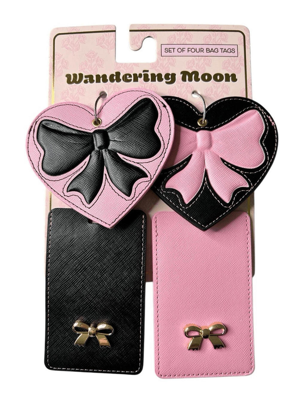 Madison Home International Wandering Moon 4 Bag Tags W. Carabiner Hearts & Bows